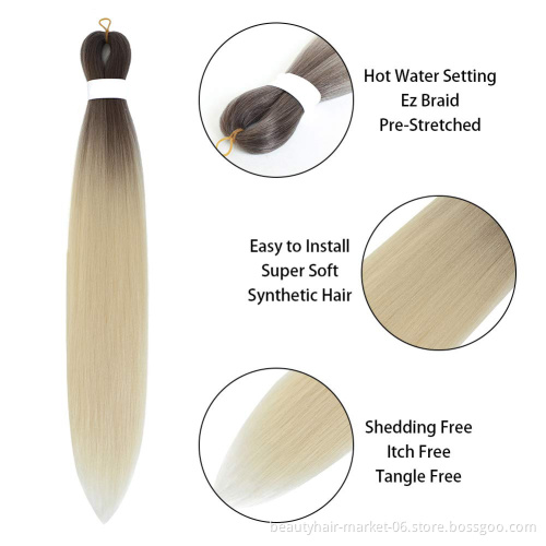 Wholesale ombre color synthetic hair ez braid private label pre stretched braiding hair bulk